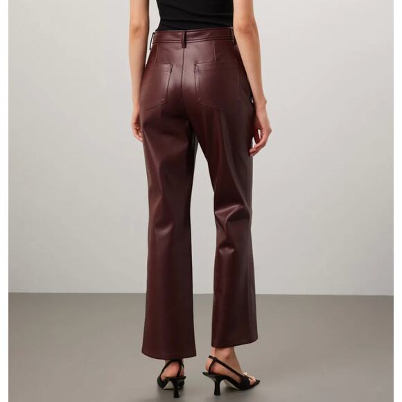 Marissa Web Brown Faux Leather Kick Flare Pants Size 14 Slimming Career $325 - Picture 4 of 12